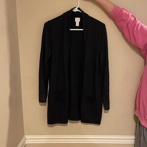 Chico's Black Cardigan with Embellished Sleeves